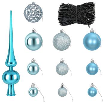 Weihnachtskugel-Set 120 stk. Türkis Durchmesser 6 cm Kunststoff