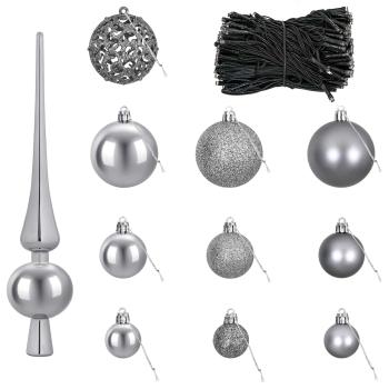 Weihnachtskugel-Set 120 stk. Grau Durchmesser 6 cm Kunststoff
