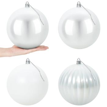 Weihnachtskugel-Set XXL 4 stk. Weiß Durchmesser 20 cm