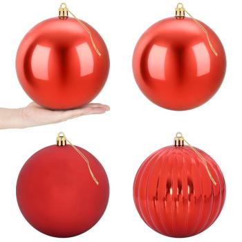Weihnachtskugel-Set XXL 4 stk. Rot Durchmesser 20 cm Kunststoff