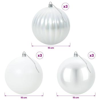 Weihnachtsbaumkugel Set XL 9 stk. Weiß Durchmesser 15 cm