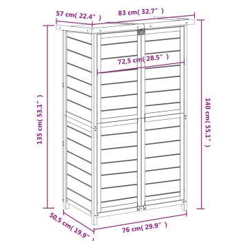 Geräteschuppen Braun 83x57x140 cm Massivholz Kiefer