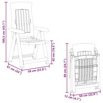 Gartenstühle 2 Stk. Verstellbar Anthrazit PP