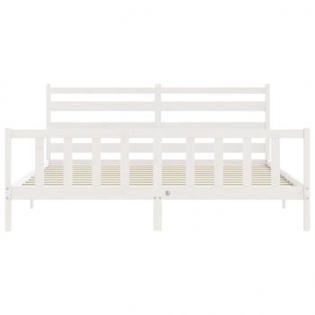 Massivholzbett mit Kopfteil Weiß 200x200 cm