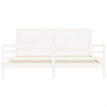 Massivholzbett mit Kopfteil Weiß 200x200 cm