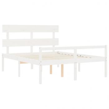 Seniorenbett mit Kopfteil 160x200 cm Weiß Massivholz