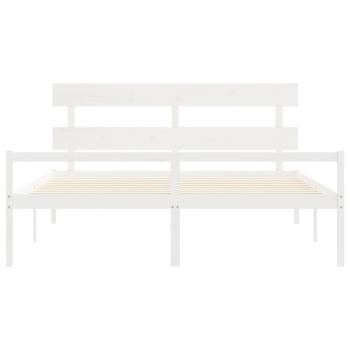 Seniorenbett mit Kopfteil Weiß Super Kingsize Massivholz