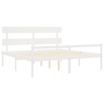 ARDEBO.de - Seniorenbett mit Kopfteil 200x200 cm Weiß Massivholz