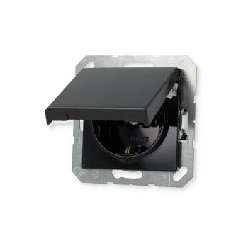 Jung A 1520 KL SW Schuko Steckdose 16A 250V, Duroplast glänzend, mit Klappdeckel, schwarz