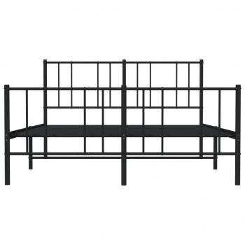 Bettgestell mit Kopf- und Fußteil Metall Schwarz 135x190 cm