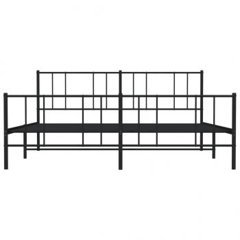Bettgestell mit Kopf- und Fußteil Metall Schwarz 193x203 cm