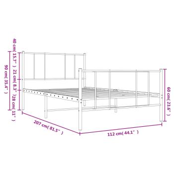 ARDEBO.de - Bettgestell mit Kopf- und Fußteil Metall Schwarz 107x203 cm