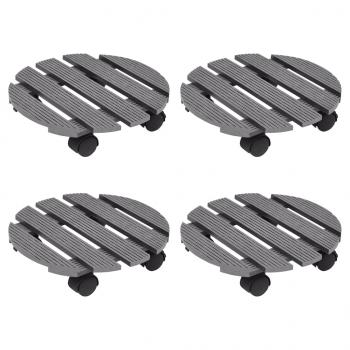 ARDEBO.de - Pflanzenroller 4 Stk. Grau Ø30x7,5 cm WPC
