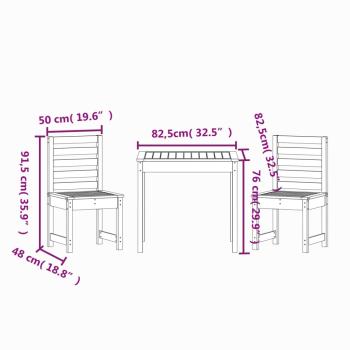 ARDEBO.de - 3-tlg. Garten-Bistro-Set Schwarz Massivholz Kiefer