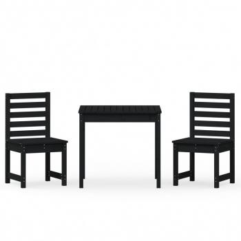 3-tlg. Garten-Bistro-Set Schwarz Massivholz Kiefer