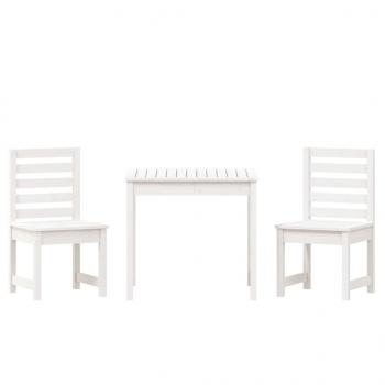 3-tlg. Garten-Bistro-Set Weiß Massivholz Kiefer