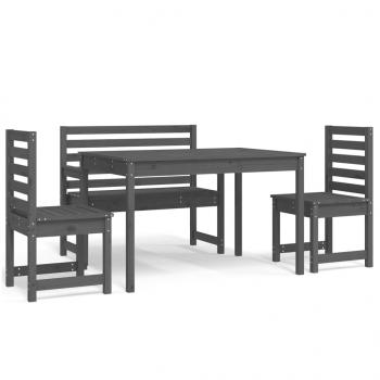 ARDEBO.de - 4-tlg. Garten-Essgruppe Grau Massivholz Kiefer