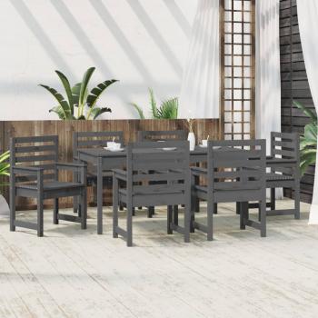 ARDEBO.de - 7-tlg. Garten-Essgruppe Grau Massivholz Kiefer