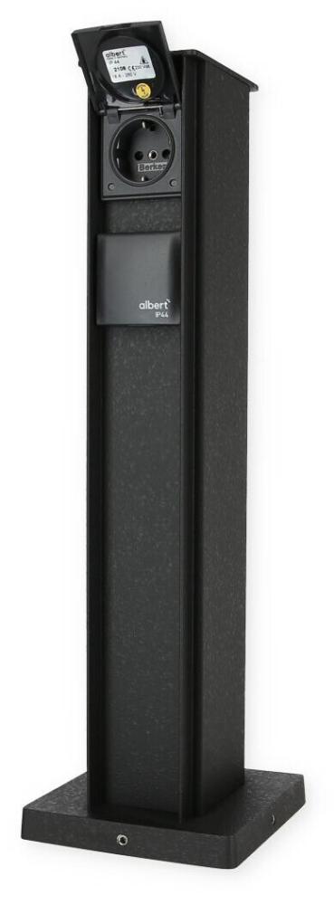 ARDEBO.de albert Steckdosensäule, 4-fach, IP 44, schwarz (662106)