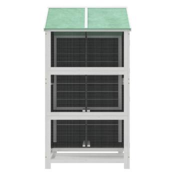 Voliere Grau 97x81x152 cm Massivholz Kiefer