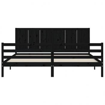 Massivholzbett mit Kopfteil Schwarz 200x200 cm