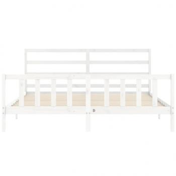 Massivholzbett mit Kopfteil Weiß 200x200 cm