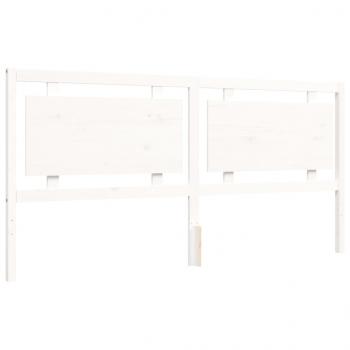 Massivholzbett mit Kopfteil Weiß 200x200 cm