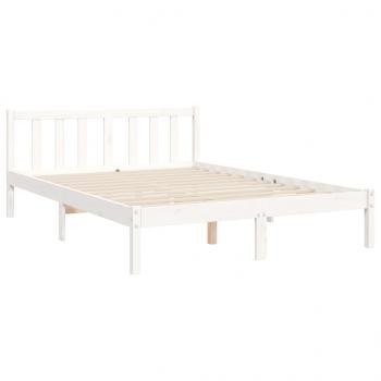 Massivholzbett mit Kopfteil Weiß 140x190 cm
