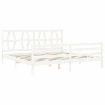 Massivholzbett mit Kopfteil Weiß 200x200 cm