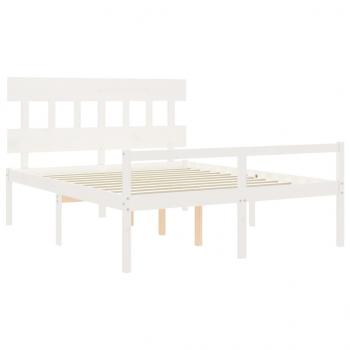 Seniorenbett mit Kopfteil 160x200 cm Weiß Massivholz