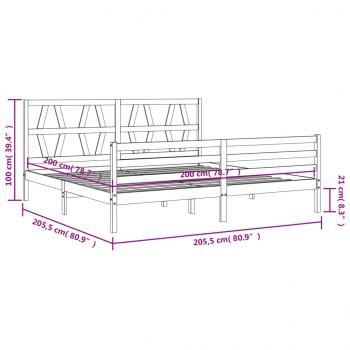 Massivholzbett mit Kopfteil Schwarz 200x200 cm