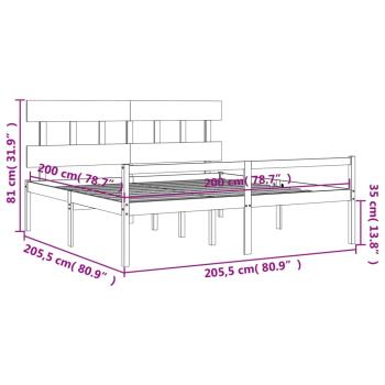 Seniorenbett mit Kopfteil 200x200 cm Weiß Massivholz
