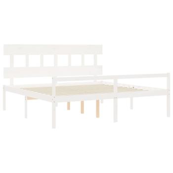Seniorenbett mit Kopfteil 200x200 cm Weiß Massivholz