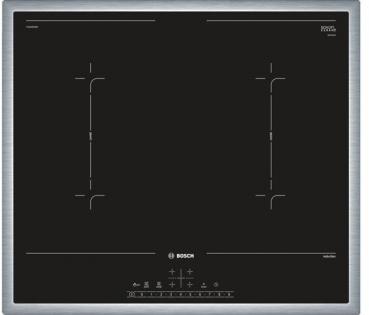 ARDEBO.de Bosch PVQ645FB5E Serie 6 Induktionskochfeld, Glaskeramik, 60 cm breit, Edelstahl-Rahmen, DirectSelect, CombiZone