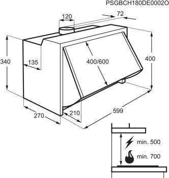 AEG DEB2631S EEK: D Einbau-Dunstabzugshaube, 60 cm breit, Ab-/Umluft, LED-Beleuchtung, grau