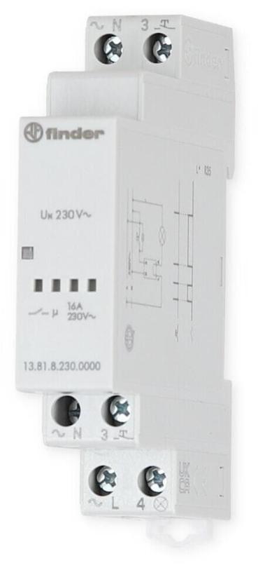 Finder 13.81.8.230.0000 Stromstoßschalter 230V AC, REG ,elektronisch, 1 Schließer, 16A