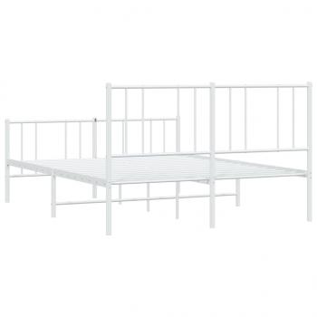 Bettgestell mit Kopf- und Fußteil Metall Weiß 140x190 cm