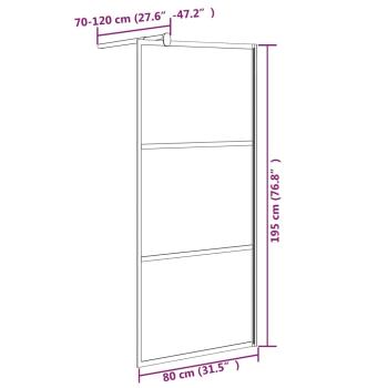 Duschwand für Walk-In Dusche 80x195 cm ESG Halbmattiert Schwarz
