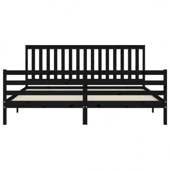Massivholzbett mit Kopfteil Schwarz 200x200 cm