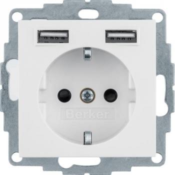 ARDEBO.de Berker 48031909 Steckdose SCHUKO/USB, S.1/B.x, polarweiß matt