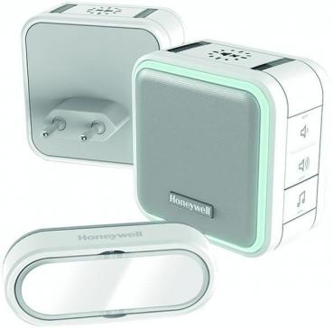 ARDEBO.de Honeywell Home DC515SP2L Funk Gong Zwischen- stecker Set 150 m, 6 Töne, 84dB, weiß