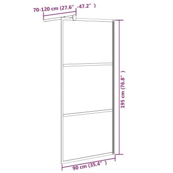 Duschwand für Walk-In Dusche 90x195 cm Dunkel ESG Glas Schwarz