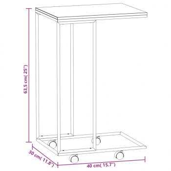 Beistelltisch mit Rollen Schwarz 40x30x63,5 cm Holzwerkstoff