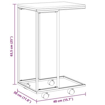 Beistelltisch mit Rollen Schwarz 40x30x63,5 cm Holzwerkstoff