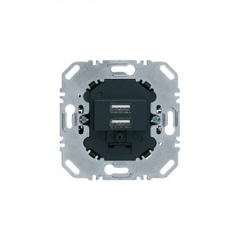 ARDEBO.de Hager USB Ladesteckdose 230V, 2fach, 3.0A, eckiger Tragring, anthrazit matt (260205)