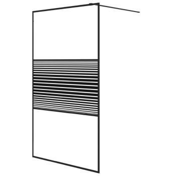 Duschwand für Begehbare Dusche Schwarz 115x195 cm ESG-Glas Klar