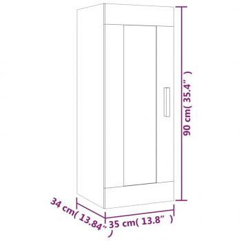 Wandschrank Schwarz 35x34x90 cm Holzwerkstoff