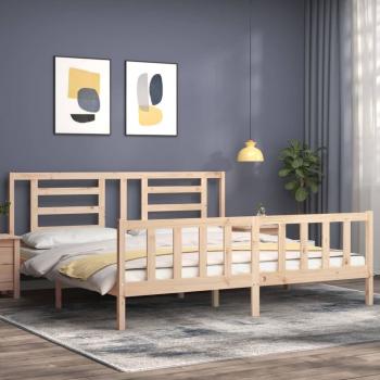 Massivholzbett mit Kopfteil 200x200 cm