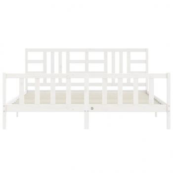 Massivholzbett mit Kopfteil Weiß 200x200 cm