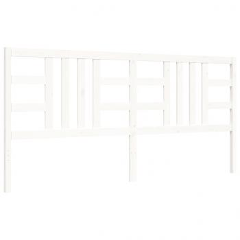 Massivholzbett mit Kopfteil Weiß 200x200 cm